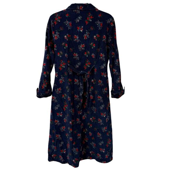 Vermont County Store Farmhouse Maxi Dress Medium Pockets Blue Corduroy Floral - Picture 2 of 14